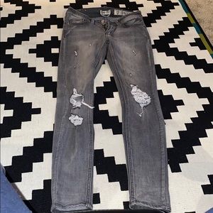 Grey Denim Ripped Jeans